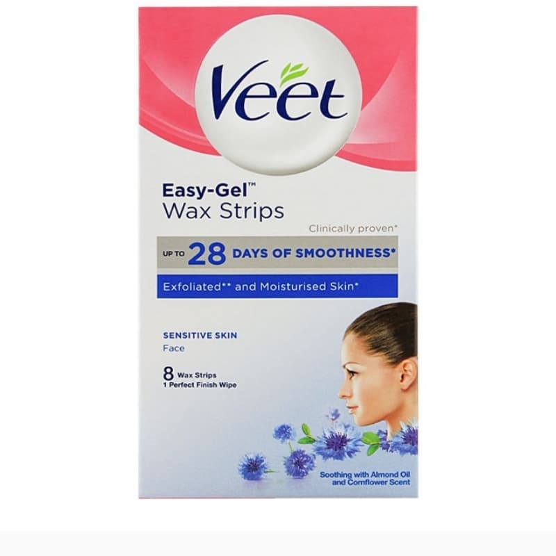 veet face wax strips sensitive skib 8 piece